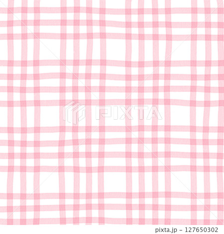 Pink Plaid Gingham Hand Drawn Background Pattern Overlay 127650302