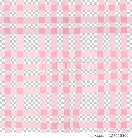 Pink Plaid Gingham Hand Drawn Background Pattern Overlay 127650303
