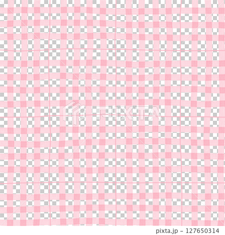 Pink Plaid Gingham Hand Drawn Background Pattern Overlay 127650314