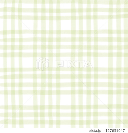 Sage Green Plaid Tartan Gingham Check Hand Drawn Background Pattern Overlay 127651047