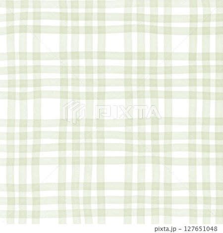 Sage Green Plaid Tartan Gingham Check Hand Drawn Background Pattern Overlay 127651048