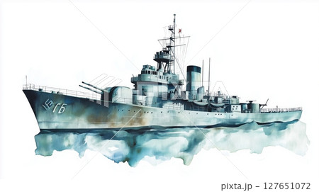 National WWII Museum. National WWII Museum hand drawn watercolor illustration 127651072