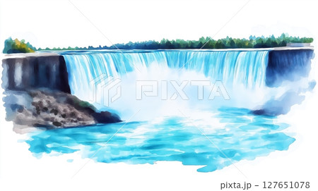 Niagara Falls. Niagara Falls hand drawn watercolor illustration 127651078