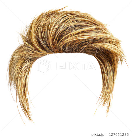 Stylish layered blonde hairstyle with textured finish for modern looks and fashion savvy individuals 127651286