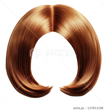 Stylish brown wig with smooth texture and elegant shape for fashion and costume use 127651296