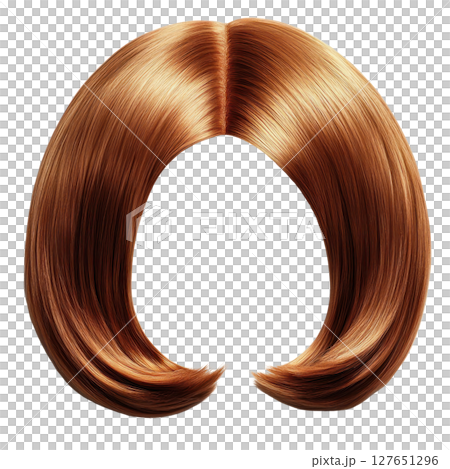 Stylish brown wig with smooth texture and elegant shape for fashion and costume use 127651296