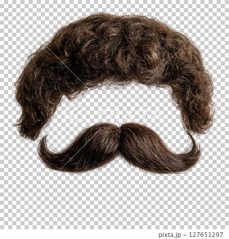 Funky brown curly hair with matching thick mustache for playful costume accessories 127651297