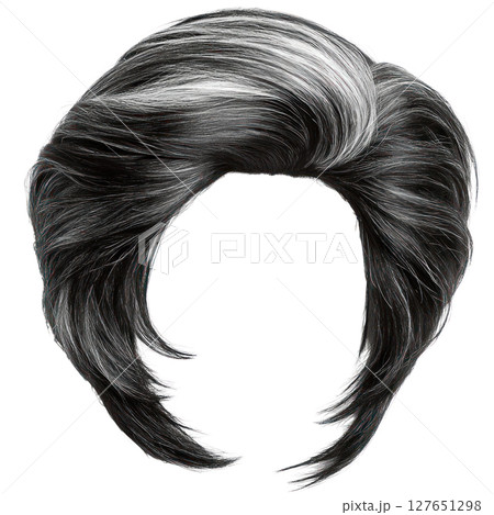 Stylish black and white wavy hairstyle suitable for various occasions and looks 127651298