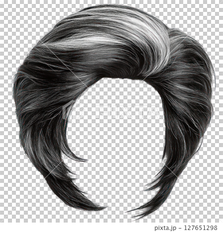 Stylish black and white wavy hairstyle suitable for various occasions and looks 127651298