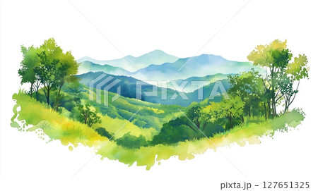 Shenandoah National Park. Shenandoah National Park hand drawn watercolor illustration 127651325
