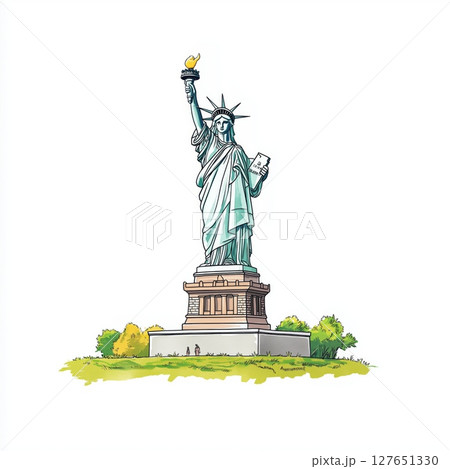 Statue of Liberty. Statue of Liberty hand drawn watercolor illustration 127651330