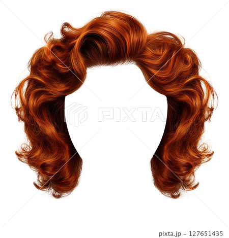 Vibrant red wavy hairstyle with soft curls for a bold and stylish appearance Vibrant red wavy hairstyle with soft curls for a bold and stylish appearance 127651435