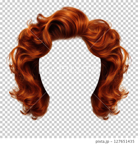 Vibrant red wavy hairstyle with soft curls for a bold and stylish appearance 127651435