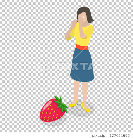 3D Isometric Flat  Illustration of Allergic Reaction. Item 1 127651696