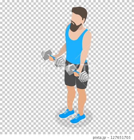 3D Isometric Flat  Illustration of Fitness People. Item 2 127651703