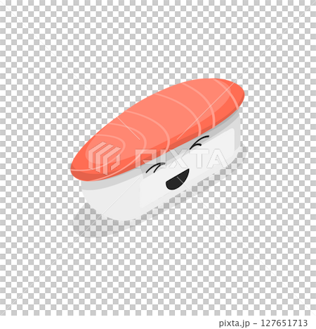 3D Isometric Flat  Set of Various Sushi, Rolls and Nigiri Funny Characters. Item 10 127651713