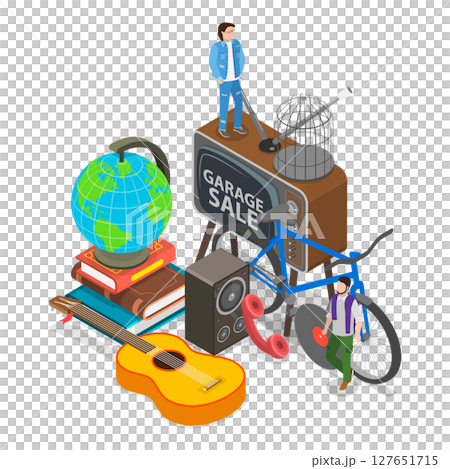 3D Isometric Flat  Illustration of Garage Sale. Item 2 127651715