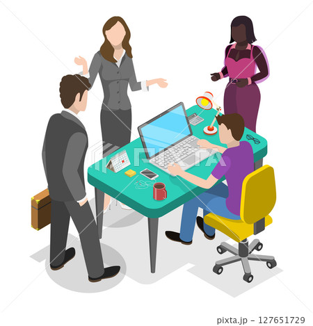 3D Isometric Flat  Illustration of Builders And Architects. Item 3 127651729