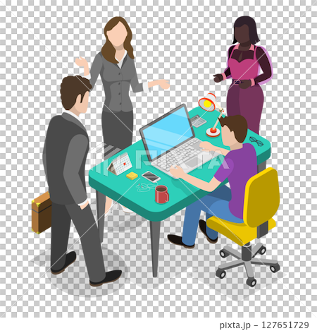 3D Isometric Flat  Illustration of Builders And Architects. Item 3 127651729