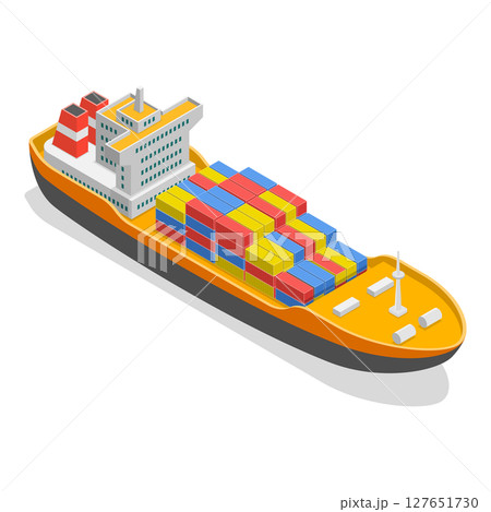 3D Isometric Flat Set of Maritime Ships. Item 4 3D Isometric Flat Set of Maritime Ships. Item 4 127651730