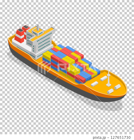 3D Isometric Flat Set of Maritime Ships. Item 4 3D Isometric Flat Set of Maritime Ships. Item 4 127651730