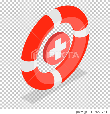 3D Isometric Flat Set of Beach Lifeguard Equipment Elements. Item 2 3D Isometric Flat Set of Beach Lifeguard Equipment Elements. Item 2 127651731