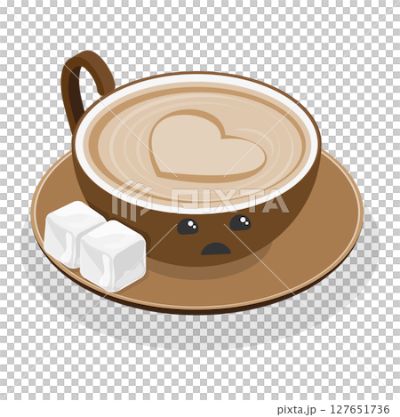 3D Isometric Flat Set of Cute Kawaii Foods. Item 8 3D Isometric Flat Set of Cute Kawaii Foods. Item 8 127651736
