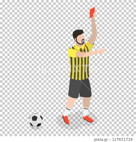 3D Isometric Flat  Set of Soccer Elements and Players. Item 5 127651739
