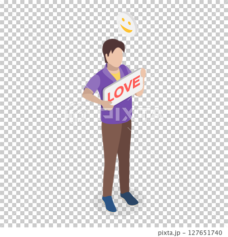 3D Isometric Flat  Illustration of K Pop Music Fans. Item 4 127651740