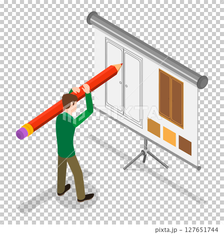 3D Isometric Flat  Illustration of Furniture Designe and Assembly Service. Item 2 127651744