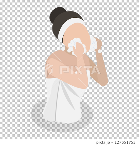 3D Isometric Flat Illustration of Facial Mask. Item 6 3D Isometric Flat Illustration of Facial Mask. Item 6 127651753