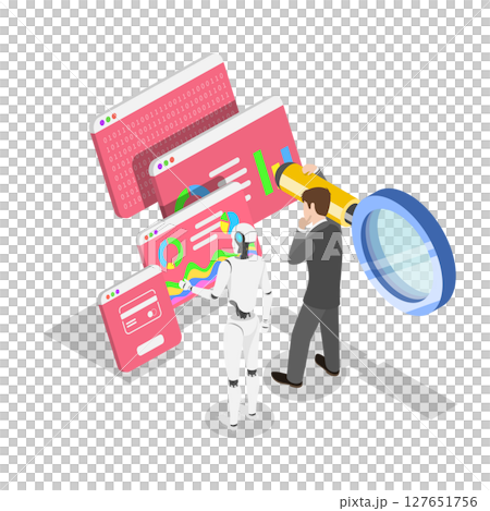 3D Isometric Flat  Illustration of Artificial Intelligence Assistant. Item 2 127651756