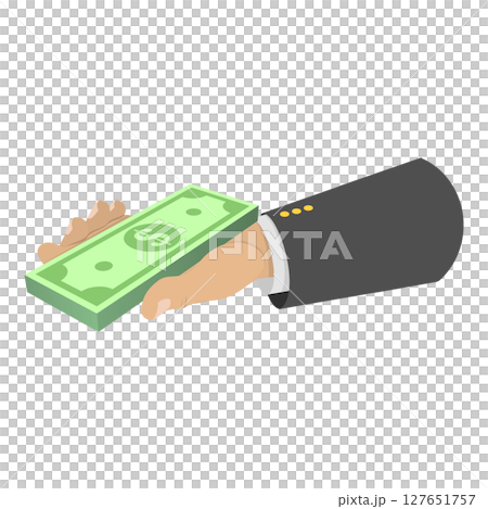 3D Isometric Flat  Illustration of Hands Holding Money in Various Forms. Item 8 127651757