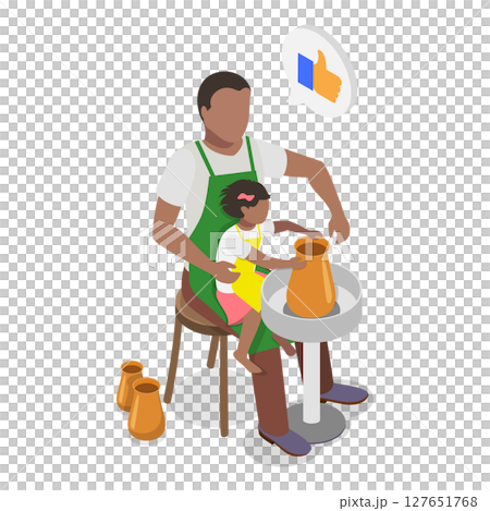 3D Isometric Flat Illustration of Playing With Dad. Item 3 3D Isometric Flat Illustration of Playing With Dad. Item 3 127651768