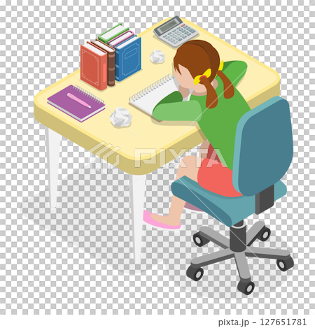 3D Isometric Flat  Set of Children Study. Item 2 127651781