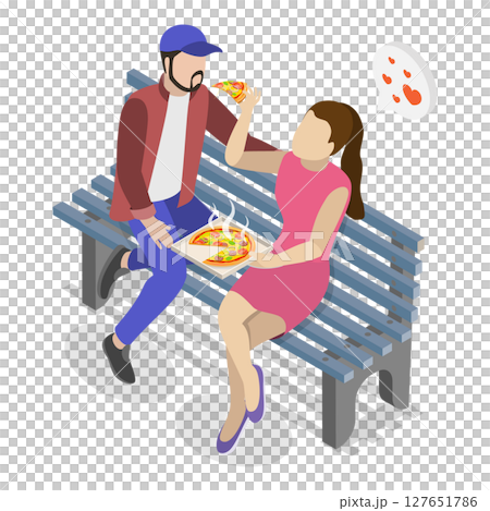 3D Isometric Flat  Set of Romantic Couples. Item 4 127651786