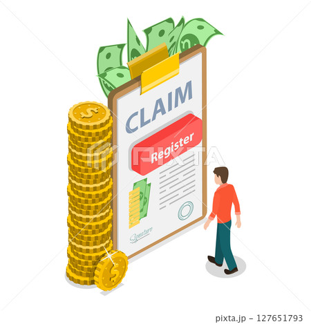 3D Isometric Flat Set of Compensation Scenes. Item 3 3D Isometric Flat Set of Compensation Scenes. Item 3 127651793