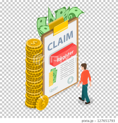 3D Isometric Flat Set of Compensation Scenes. Item 3 3D Isometric Flat Set of Compensation Scenes. Item 3 127651793