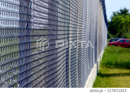 solid blue secure fence lattice prohibited entry solid blue secure fence lattice prohibited entry 127651825