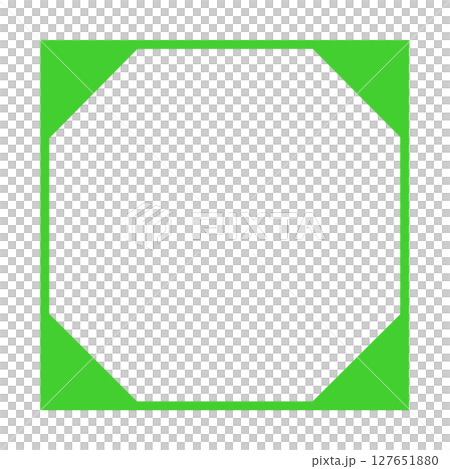 Green frame material, simple border frame with diagonal cut corners, design parts (transparent PNG) Green frame material, simple border frame with diagonal cut corners, design parts (transparent PNG) 127651880