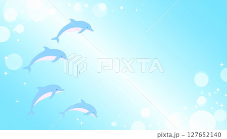 かわいいイルカのイラスト背景 127652140