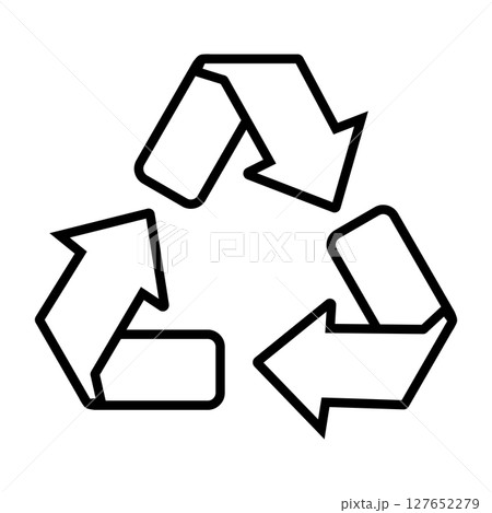 リサイクルマークを表す線画モノクロアイコン 127652279