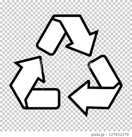 Line drawing monochrome icon representing a recycling symbol 127652279
