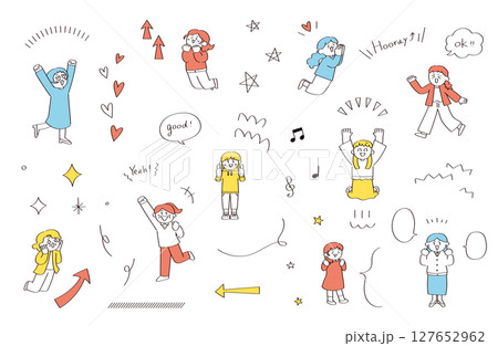 笑顔な女性のイラストセット 笑顔な女性のイラストセット 127652962