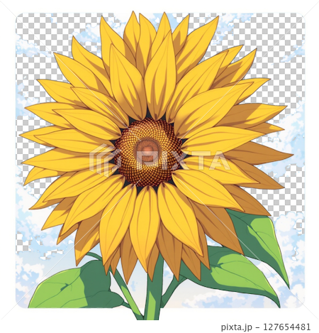 積雨雲和一朵向日葵 [透明背景] 127654481