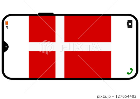 スマホの横画面にデンマークの国旗 スマホの横画面にデンマークの国旗 127654482