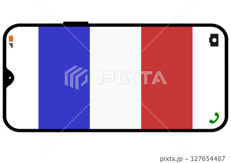 スマホの横画面にフランスの国旗 スマホの横画面にフランスの国旗 127654487