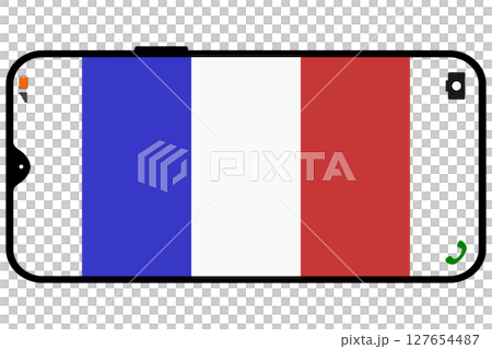 智慧型手機螢幕上的法國國旗 智慧型手機螢幕上的法國國旗 127654487