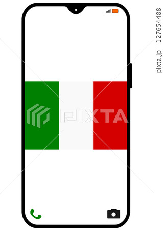 スマホの縦画面にイタリアの国旗 スマホの縦画面にイタリアの国旗 127654488