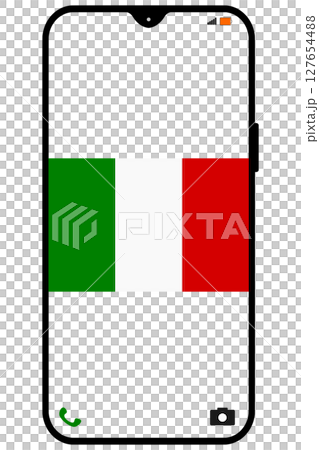 スマホの縦画面にイタリアの国旗 スマホの縦画面にイタリアの国旗 127654488